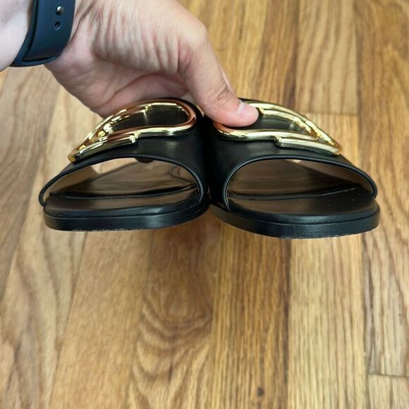 Off-White Paperclip Leather Sandals Black Gold Women’s Size 37 - Picture 8 of 9